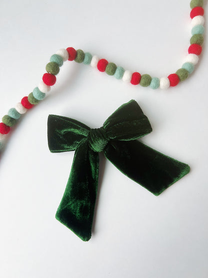 Green Velvet Bow