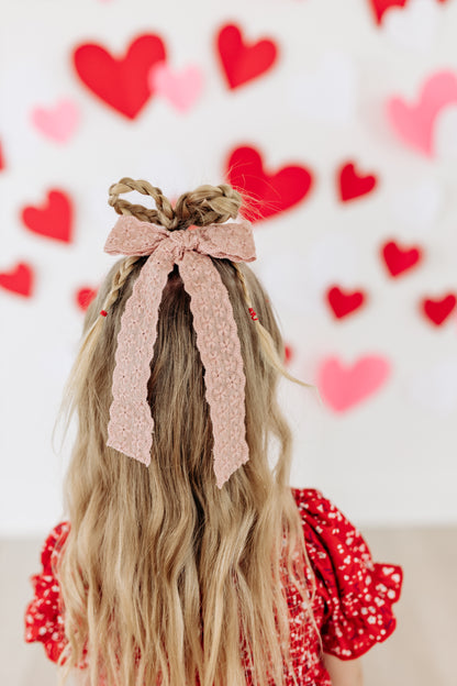 Pink Lace Long Tail Bow