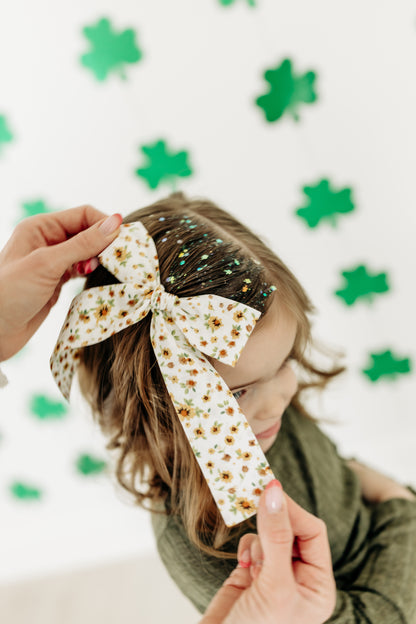 Green and Gold Floral Bow